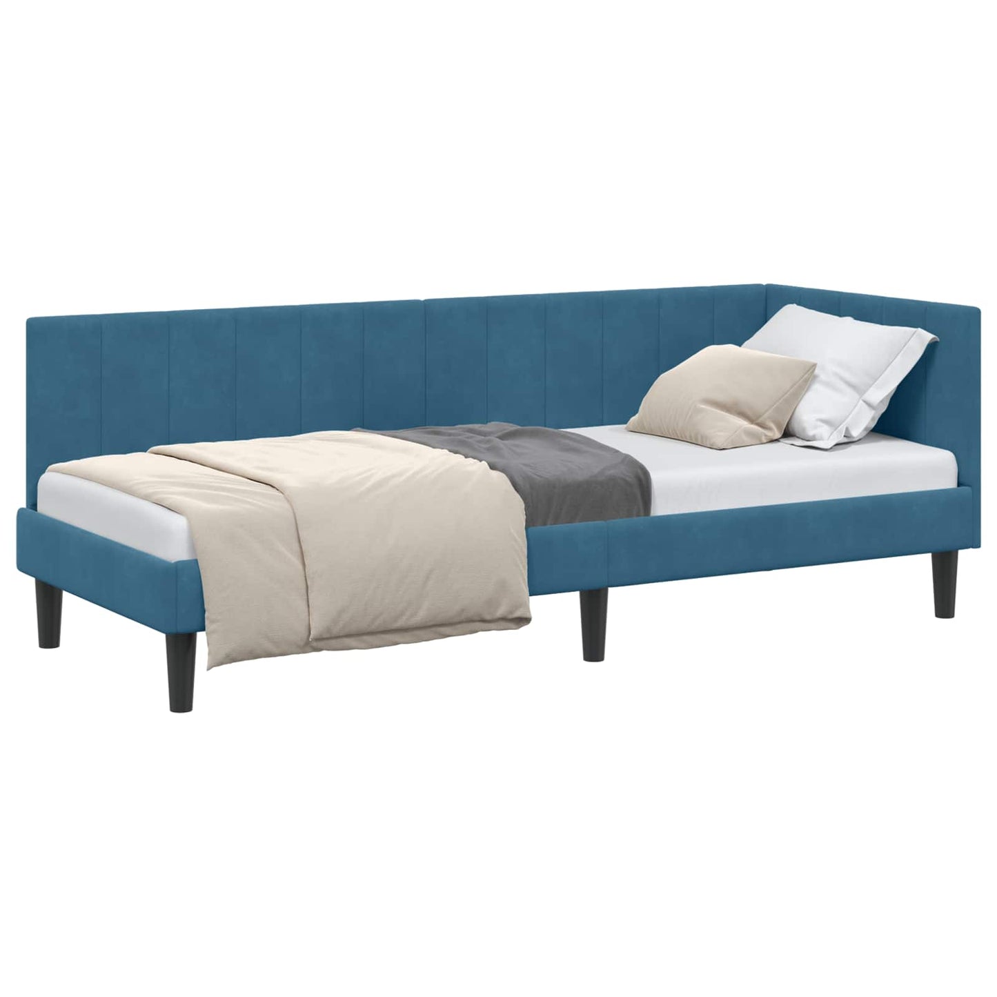Hoekbedframe met hoofdeinde Blauw 80 cm x 200 cm Fluweel is nu te koop bij PeponiXL, paradijselijk wonen!