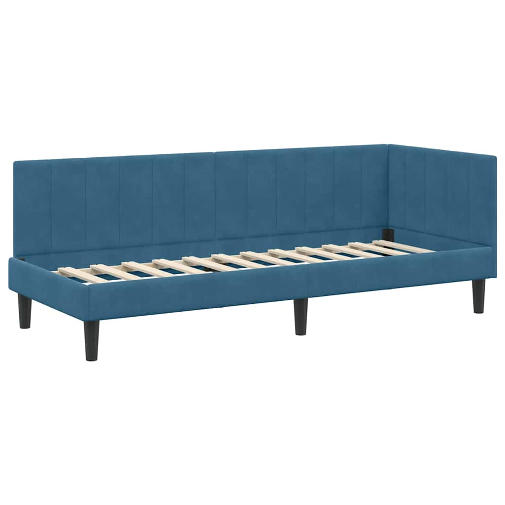 Hoekbedframe met hoofdeinde Blauw 80 cm x 200 cm Fluweel is nu te koop bij PeponiXL, paradijselijk wonen!