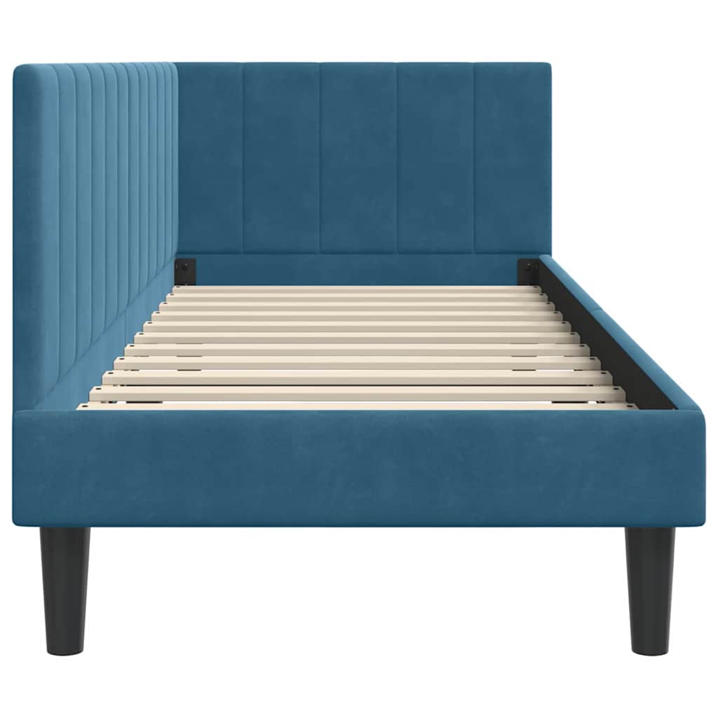 Hoekbedframe met hoofdeinde Blauw 80 cm x 200 cm Fluweel is nu te koop bij PeponiXL, paradijselijk wonen!