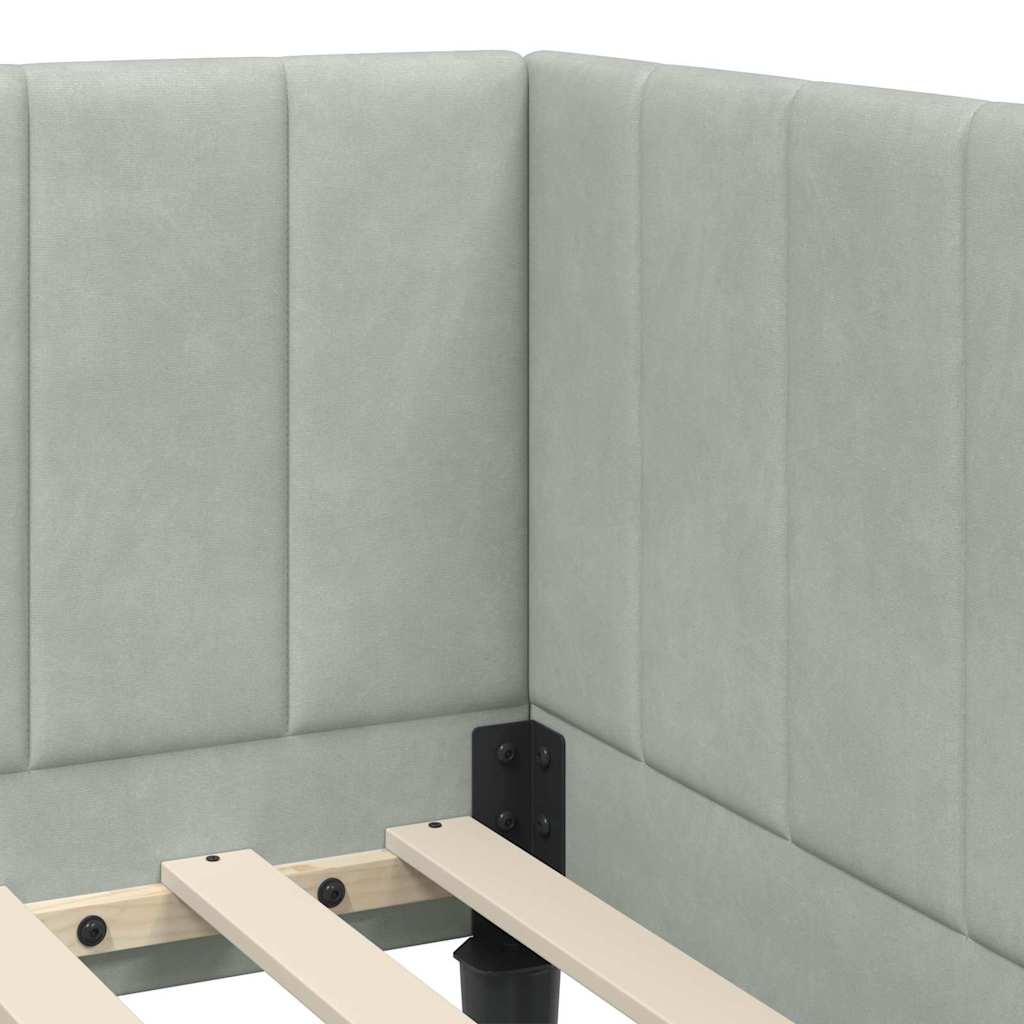 Hoekbedframe met hoofdeinde Lichtgrijs 80 cm x 200 cm Fluweel is nu te koop bij PeponiXL, paradijselijk wonen!