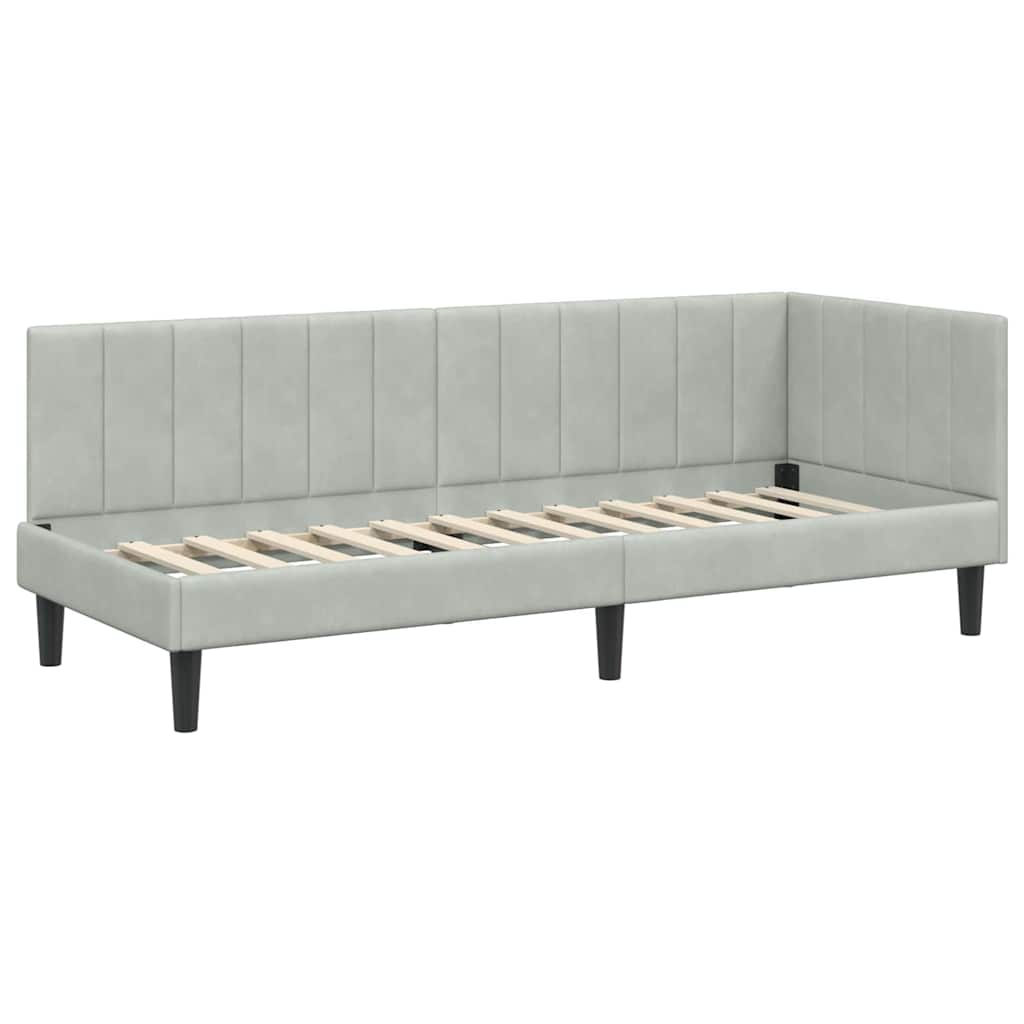 Hoekbedframe met hoofdeinde Lichtgrijs 80 cm x 200 cm Fluweel is nu te koop bij PeponiXL, paradijselijk wonen!