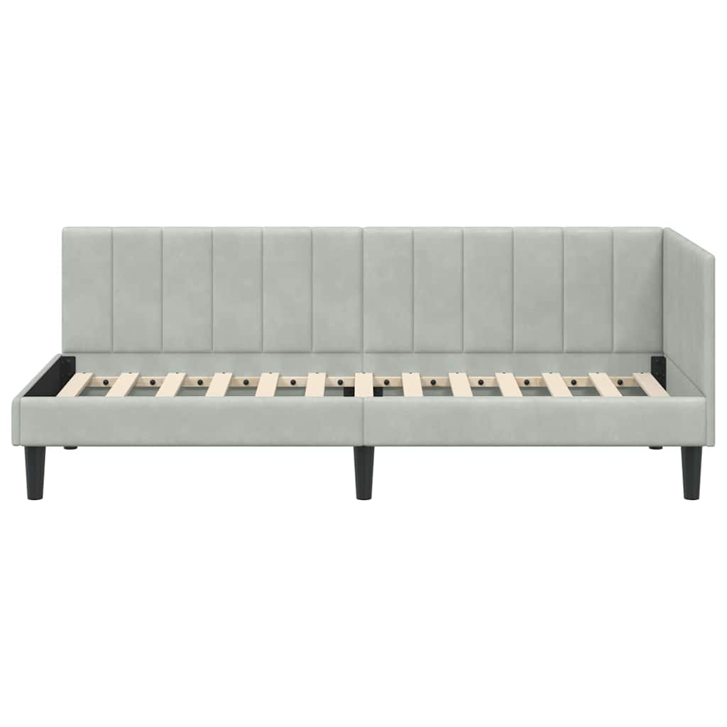Hoekbedframe met hoofdeinde Lichtgrijs 80 cm x 200 cm Fluweel is nu te koop bij PeponiXL, paradijselijk wonen!