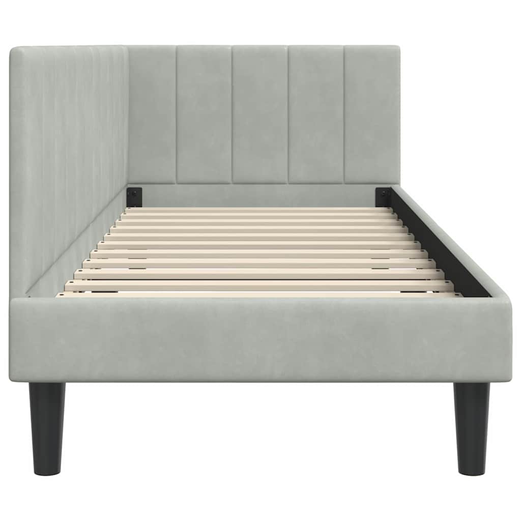 Hoekbedframe met hoofdeinde Lichtgrijs 80 cm x 200 cm Fluweel is nu te koop bij PeponiXL, paradijselijk wonen!