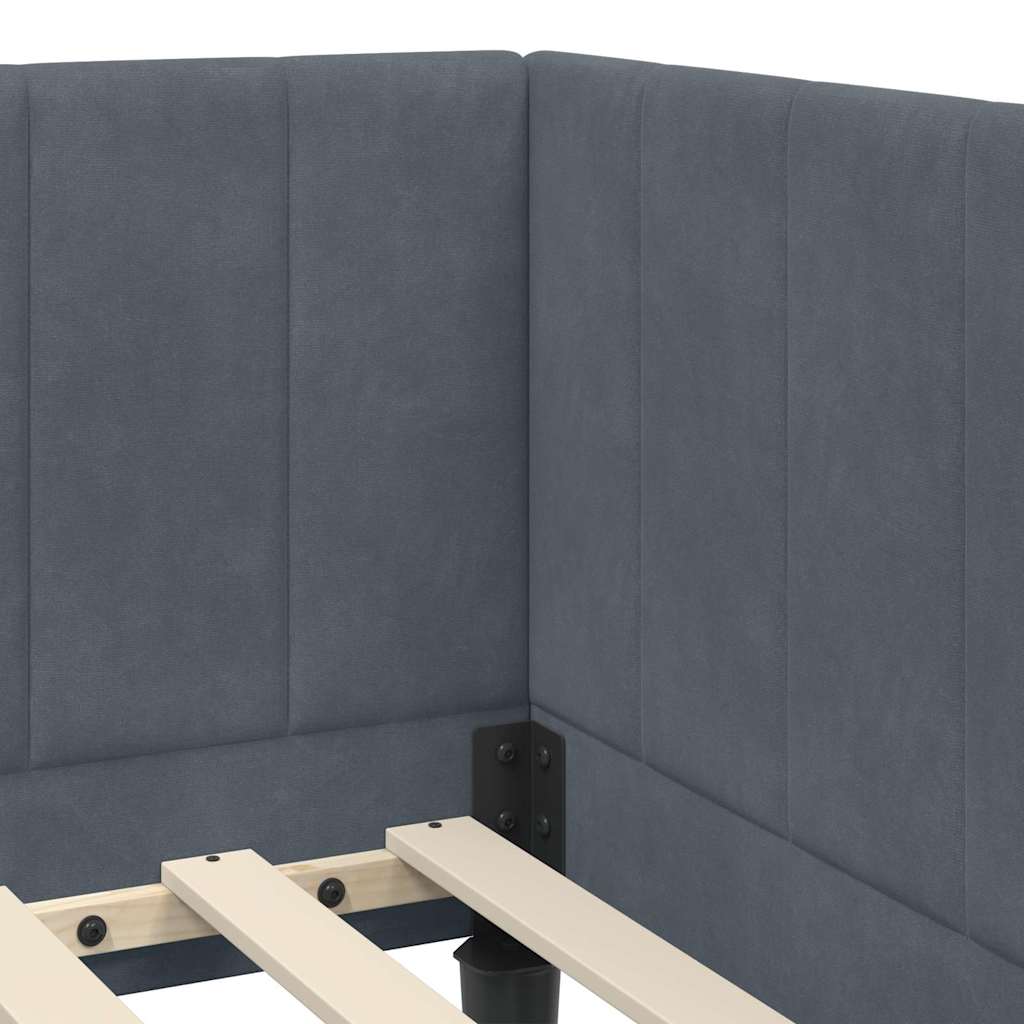 Hoekbedframe met hoofdeinde Donkergrijs 80 cm x 200 cm Fluweel is nu te koop bij PeponiXL, paradijselijk wonen!