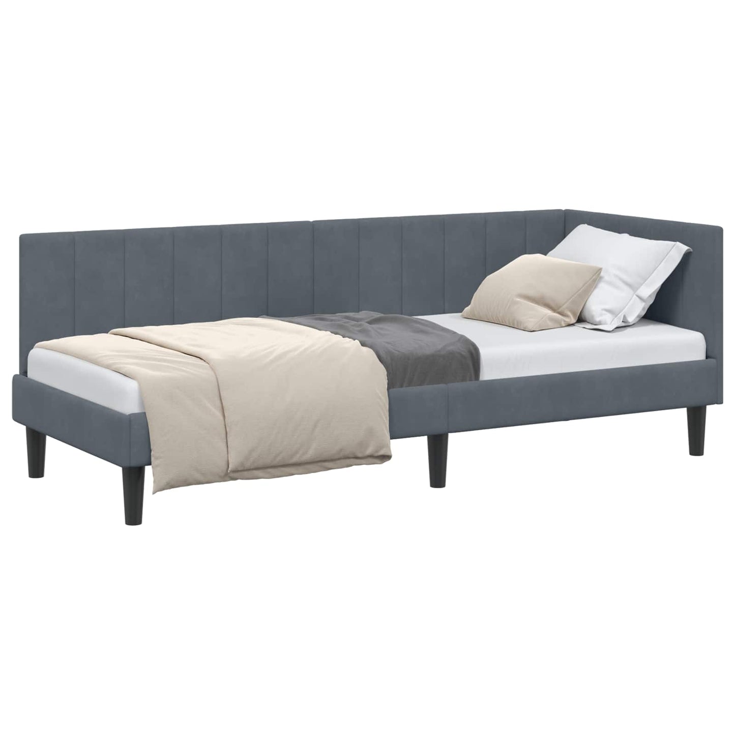 Hoekbedframe met hoofdeinde Donkergrijs 80 cm x 200 cm Fluweel is nu te koop bij PeponiXL, paradijselijk wonen!