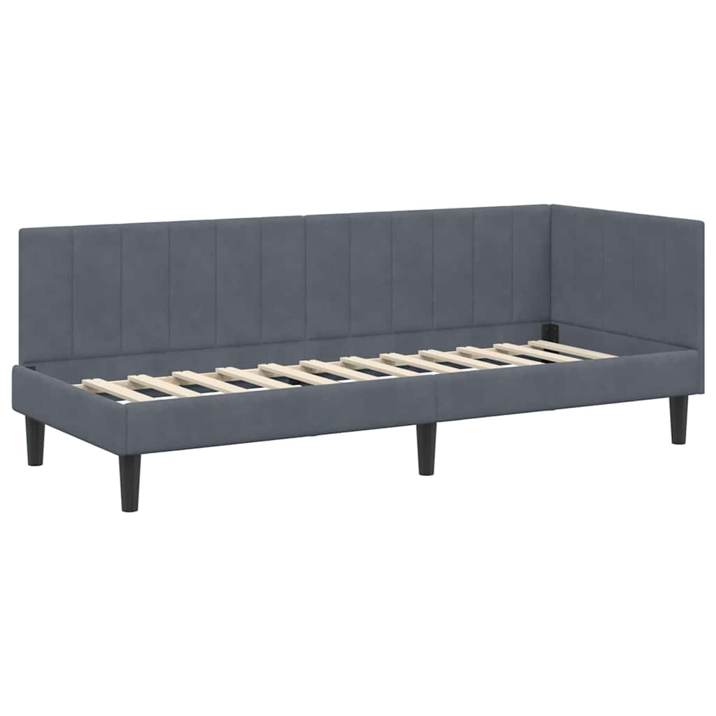 Hoekbedframe met hoofdeinde Donkergrijs 80 cm x 200 cm Fluweel is nu te koop bij PeponiXL, paradijselijk wonen!