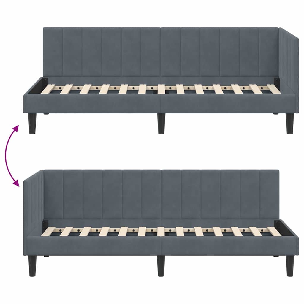 Hoekbedframe met hoofdeinde Donkergrijs 80 cm x 200 cm Fluweel is nu te koop bij PeponiXL, paradijselijk wonen!