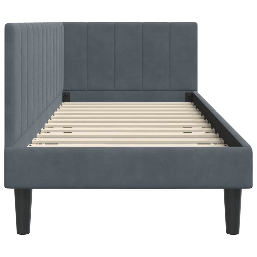 Hoekbedframe met hoofdeinde Donkergrijs 80 cm x 200 cm Fluweel is nu te koop bij PeponiXL, paradijselijk wonen!