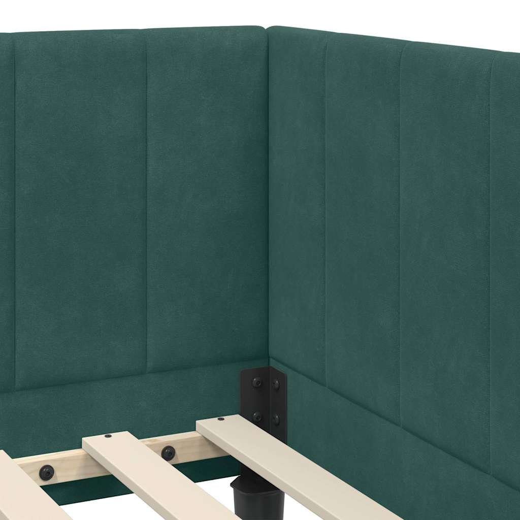 Hoekbedframe met hoofdeinde Donkergroen 80 cm x 200 cm Fluweel is nu te koop bij PeponiXL, paradijselijk wonen!