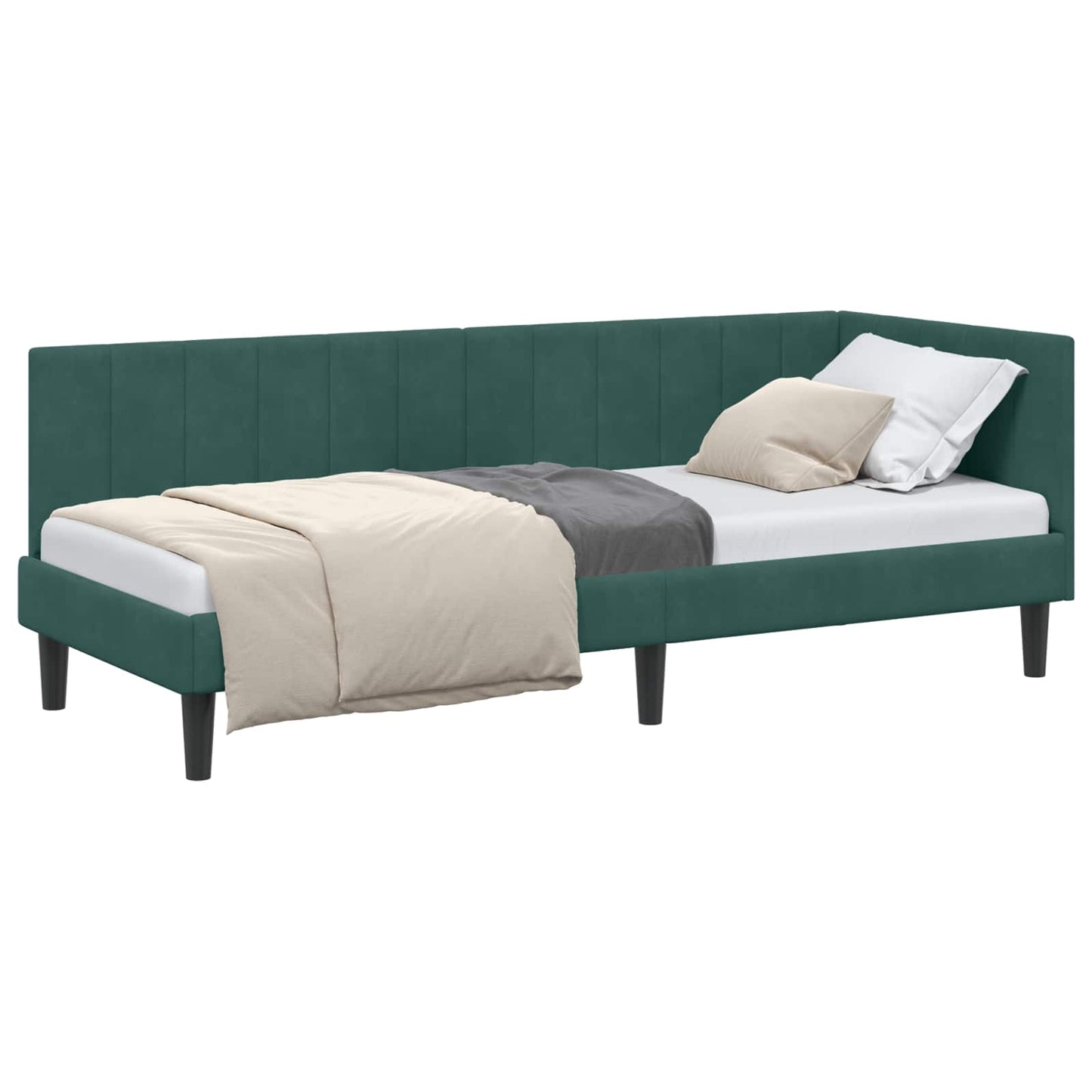Hoekbedframe met hoofdeinde Donkergroen 80 cm x 200 cm Fluweel is nu te koop bij PeponiXL, paradijselijk wonen!