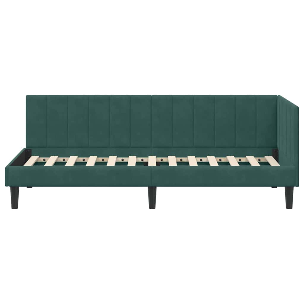 Hoekbedframe met hoofdeinde Donkergroen 80 cm x 200 cm Fluweel is nu te koop bij PeponiXL, paradijselijk wonen!