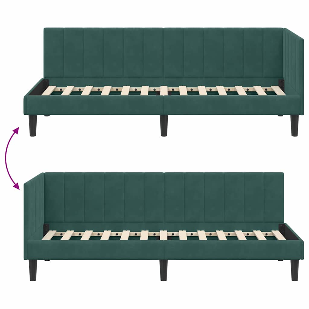 Hoekbedframe met hoofdeinde Donkergroen 80 cm x 200 cm Fluweel is nu te koop bij PeponiXL, paradijselijk wonen!