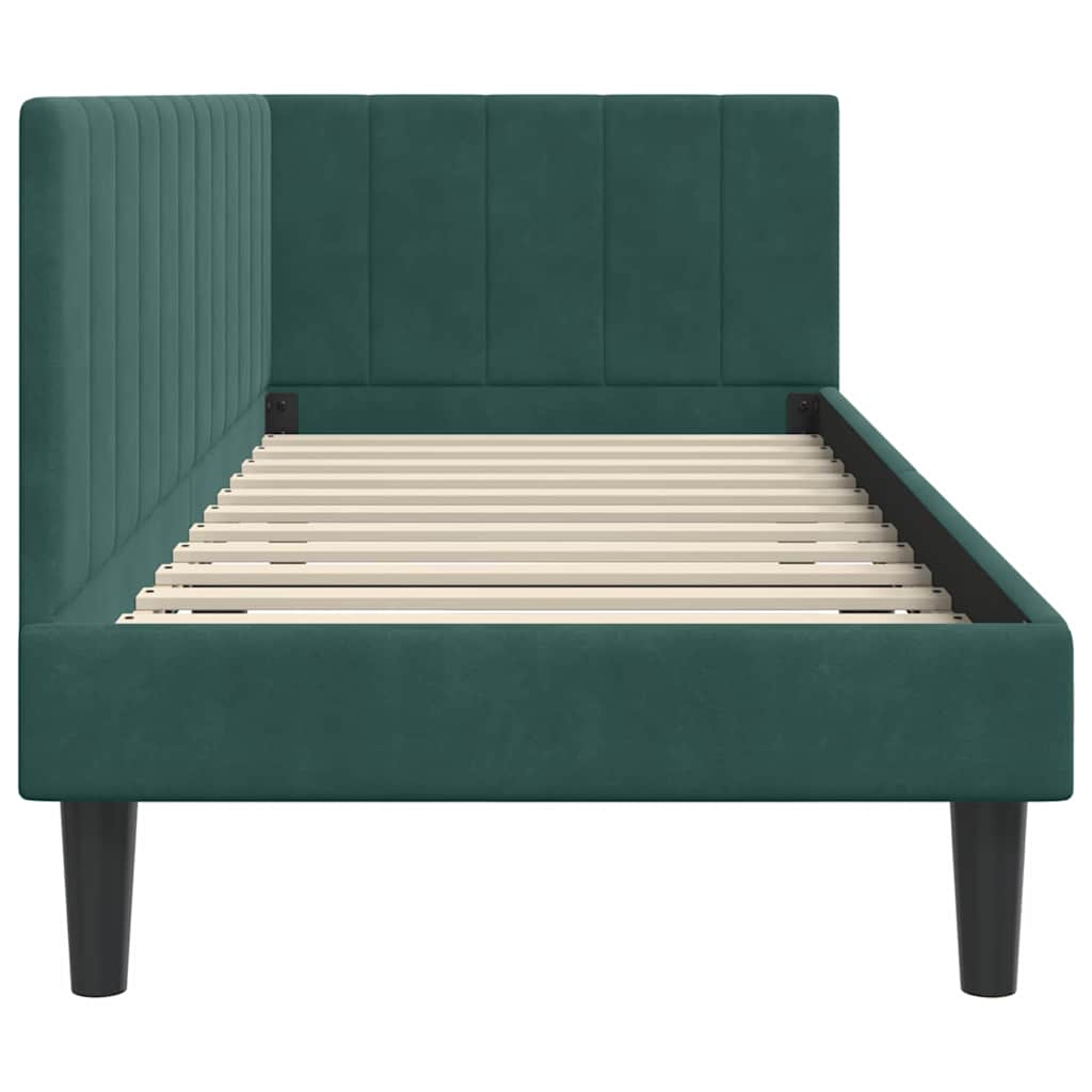 Hoekbedframe met hoofdeinde Donkergroen 80 cm x 200 cm Fluweel is nu te koop bij PeponiXL, paradijselijk wonen!