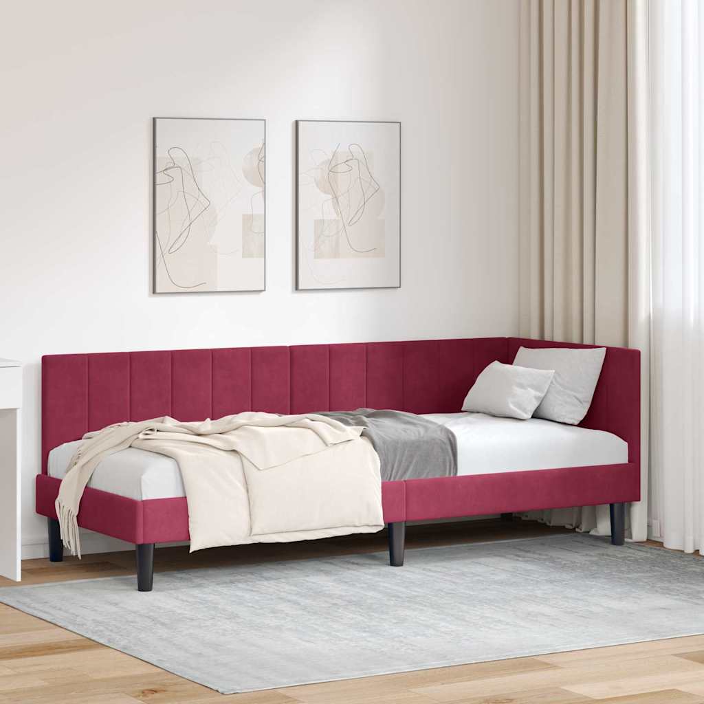 Hoekbedframe met hoofdeinde Wijnrood 80 cm x 200 cm Fluweel is nu te koop bij PeponiXL, paradijselijk wonen!