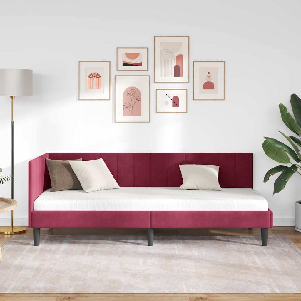 Hoekbedframe met hoofdeinde Wijnrood 80 cm x 200 cm Fluweel is nu te koop bij PeponiXL, paradijselijk wonen!