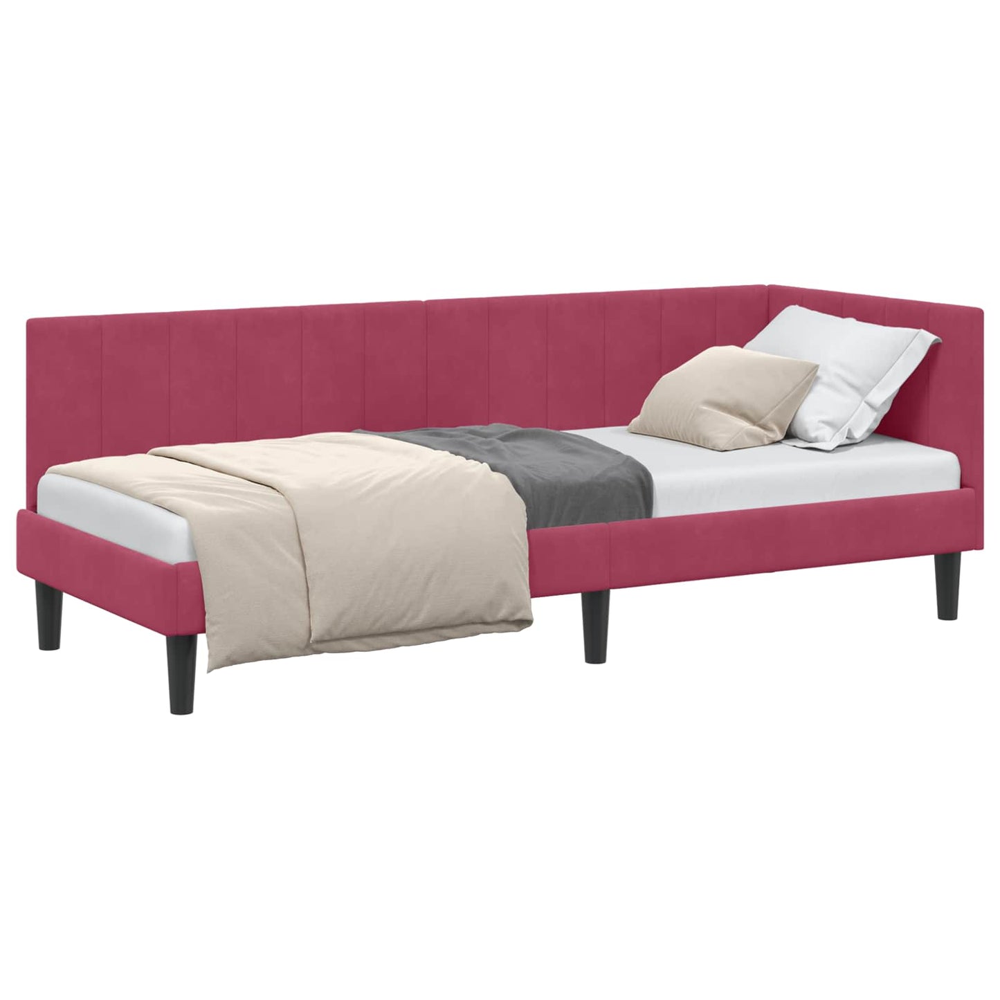 Hoekbedframe met hoofdeinde Wijnrood 80 cm x 200 cm Fluweel is nu te koop bij PeponiXL, paradijselijk wonen!