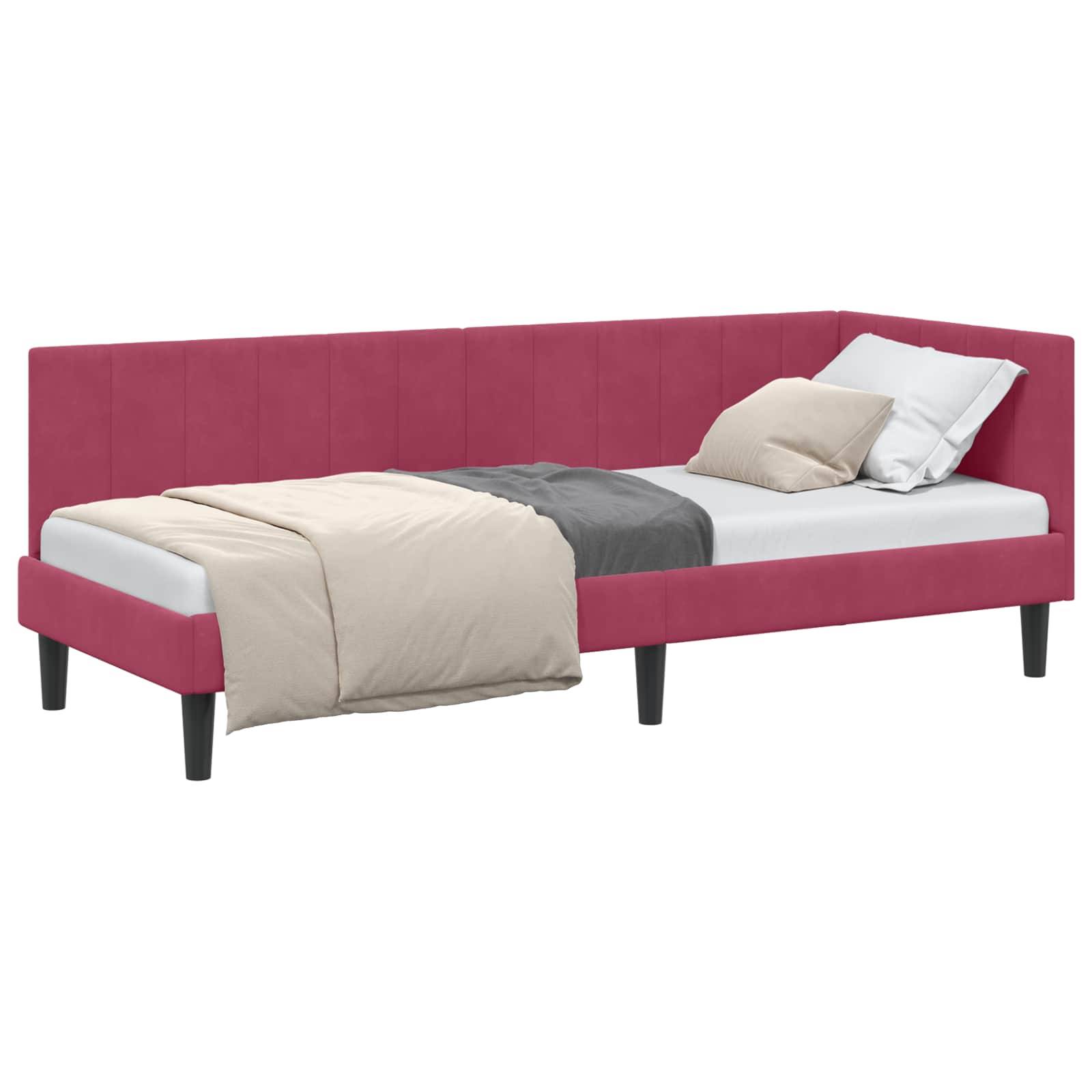 Hoekbedframe met hoofdeinde Wijnrood 80 cm x 200 cm Fluweel is nu te koop bij PeponiXL, paradijselijk wonen!