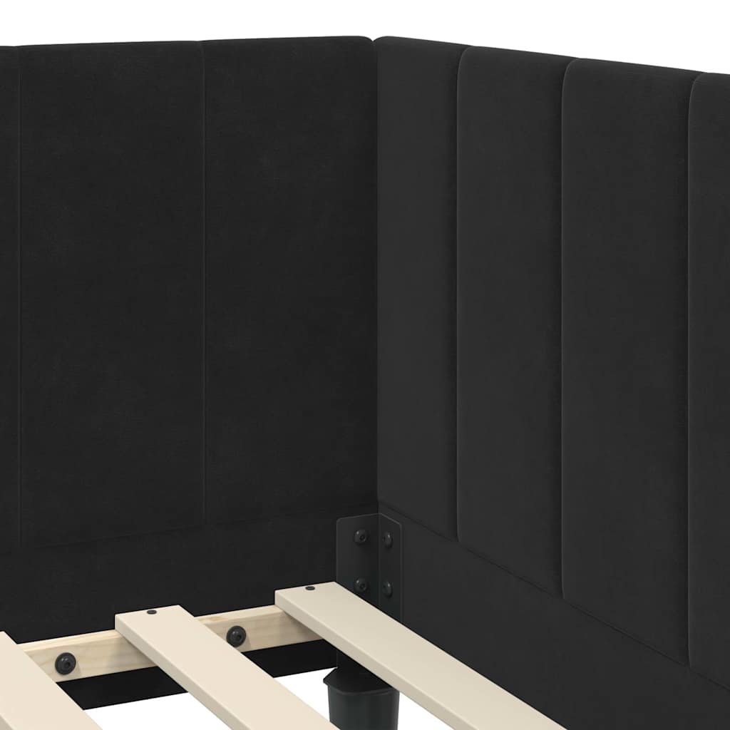 Hoekbedframe met hoofdeinde Zwart 80 cm x 200 cm Fluweel is nu te koop bij PeponiXL, paradijselijk wonen!