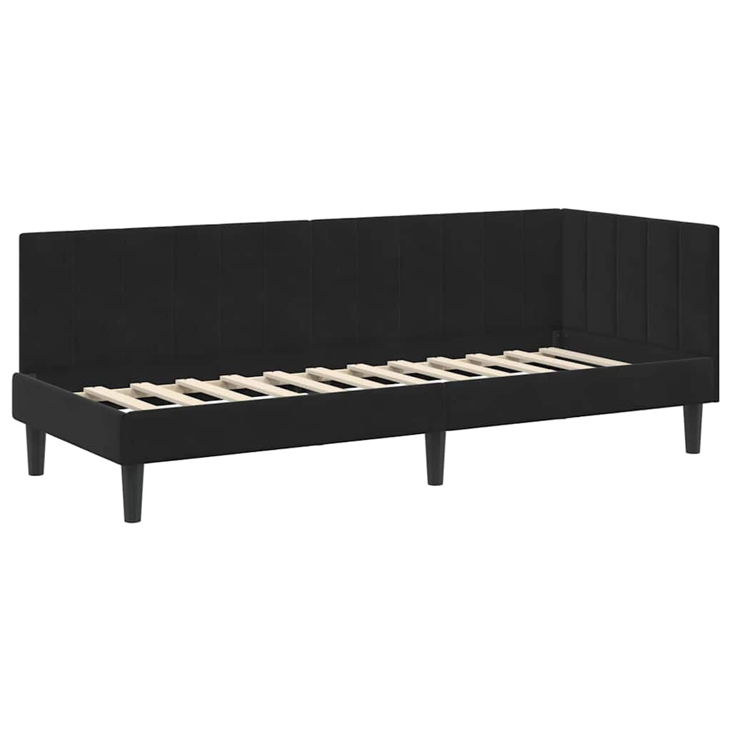 Hoekbedframe met hoofdeinde Zwart 80 cm x 200 cm Fluweel is nu te koop bij PeponiXL, paradijselijk wonen!