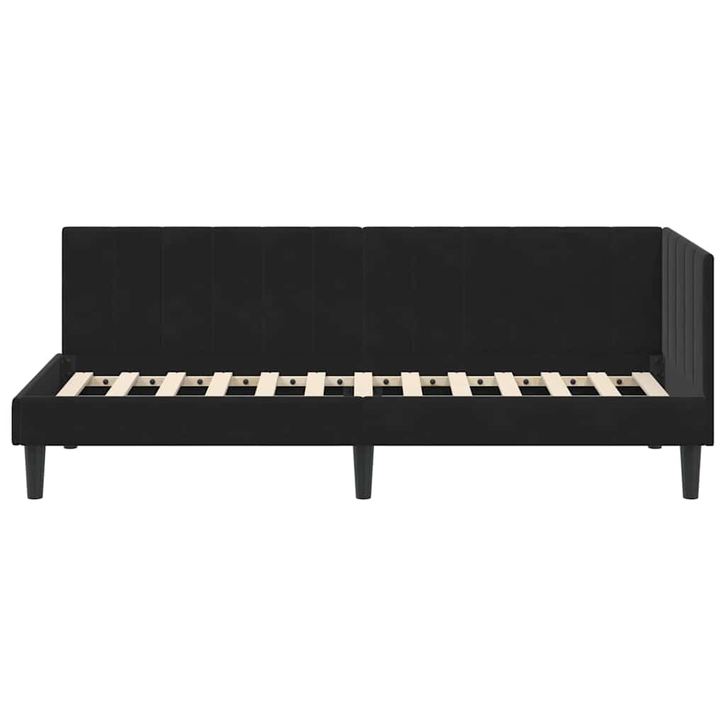 Hoekbedframe met hoofdeinde Zwart 80 cm x 200 cm Fluweel is nu te koop bij PeponiXL, paradijselijk wonen!
