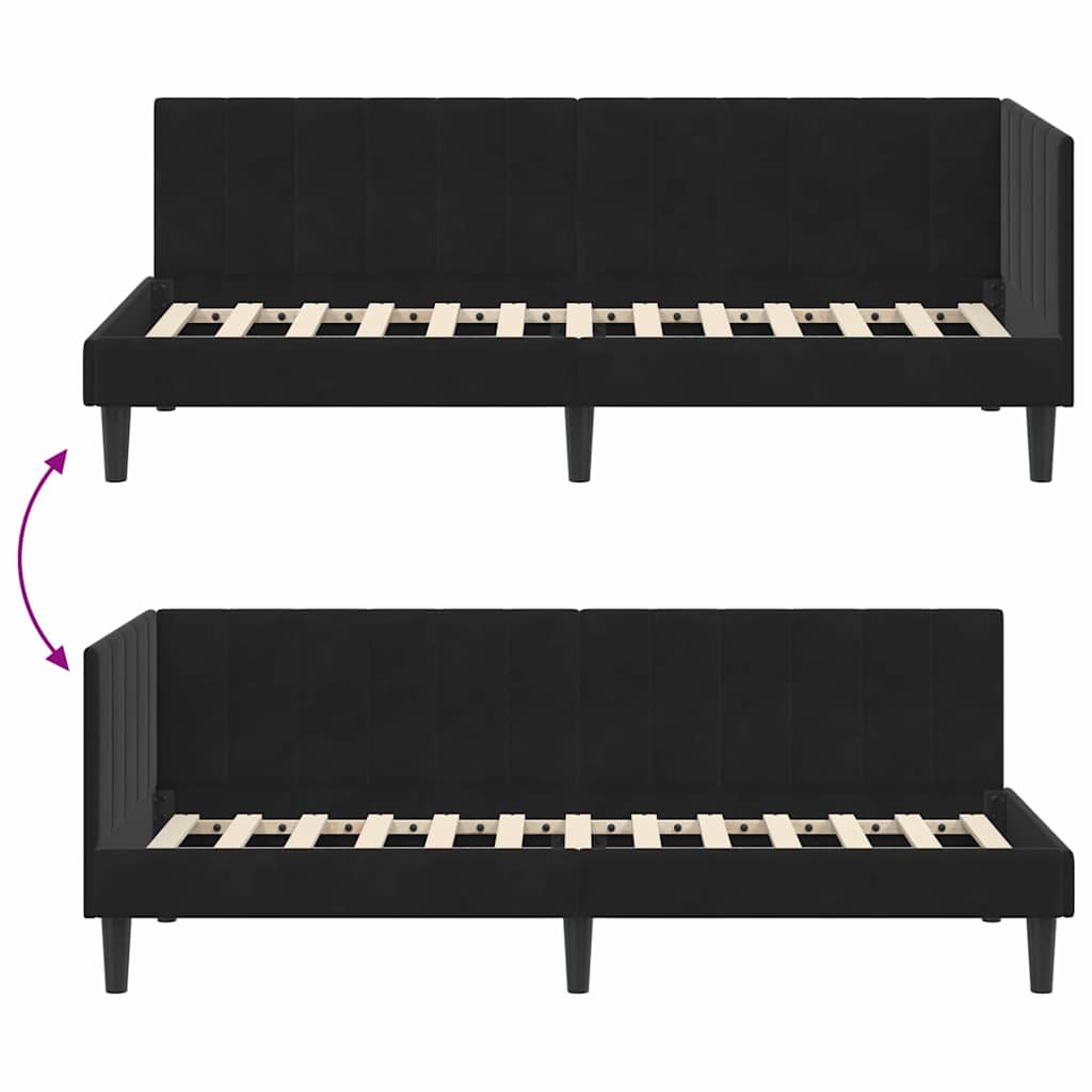 Hoekbedframe met hoofdeinde Zwart 80 cm x 200 cm Fluweel is nu te koop bij PeponiXL, paradijselijk wonen!