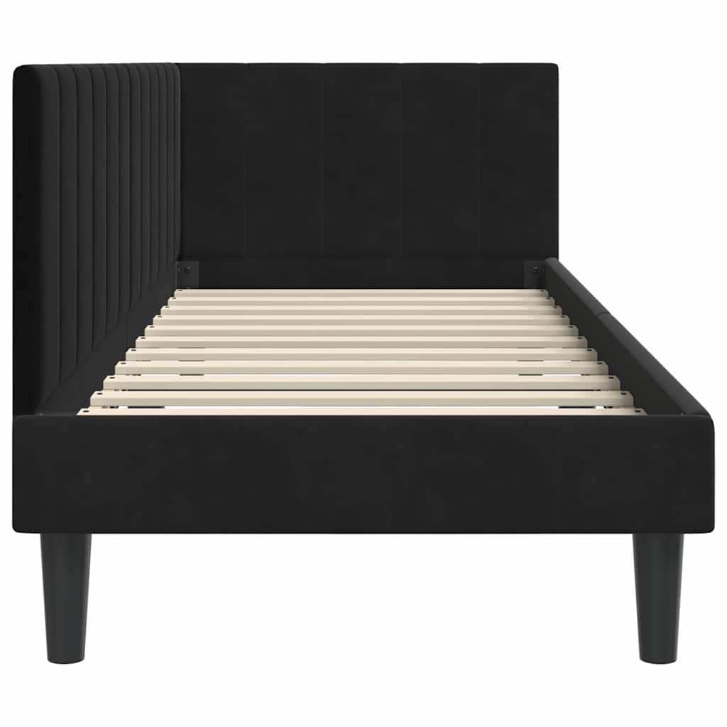 Hoekbedframe met hoofdeinde Zwart 80 cm x 200 cm Fluweel is nu te koop bij PeponiXL, paradijselijk wonen!