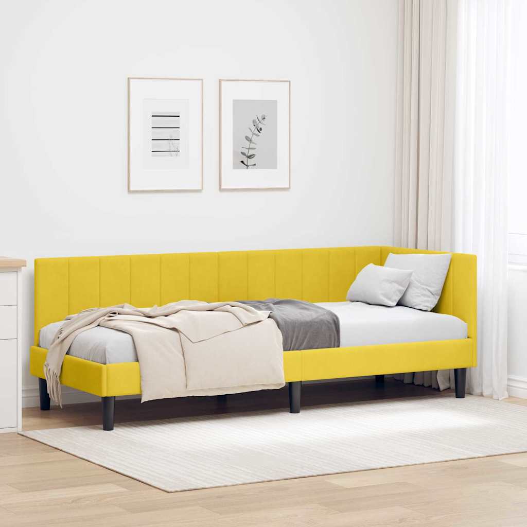 Hoekbedframe met hoofdeinde Geel 80 cm x 200 cm Fluweel is nu te koop bij PeponiXL, paradijselijk wonen!
