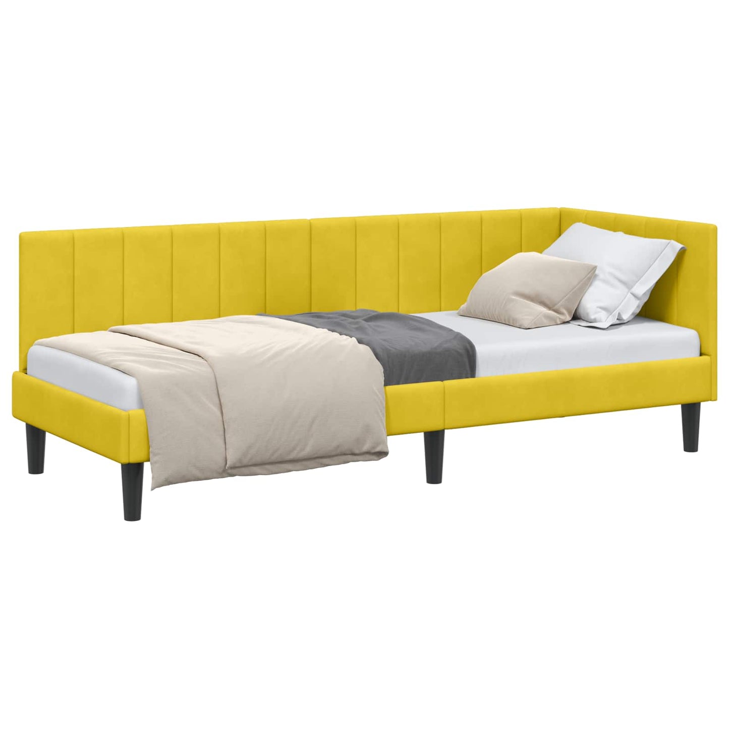 Hoekbedframe met hoofdeinde Geel 80 cm x 200 cm Fluweel is nu te koop bij PeponiXL, paradijselijk wonen!