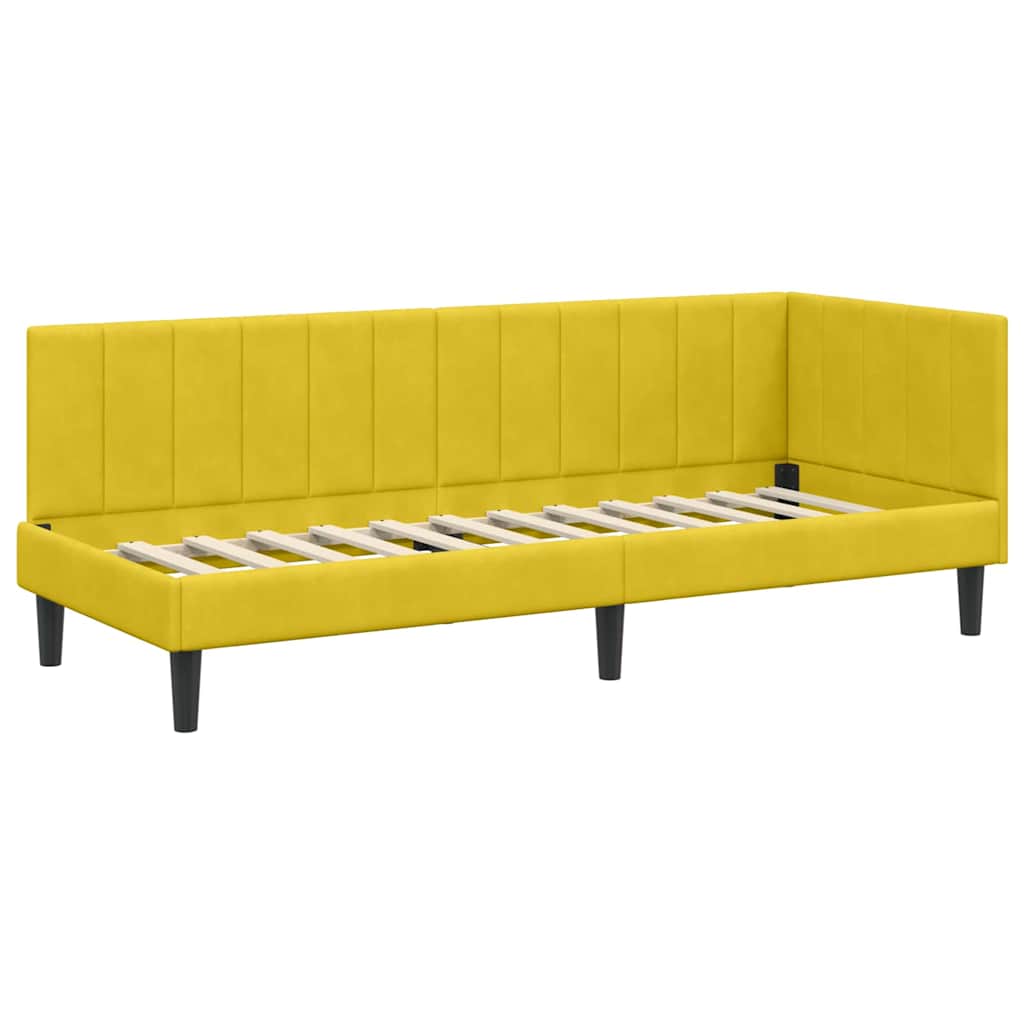 Hoekbedframe met hoofdeinde Geel 80 cm x 200 cm Fluweel is nu te koop bij PeponiXL, paradijselijk wonen!