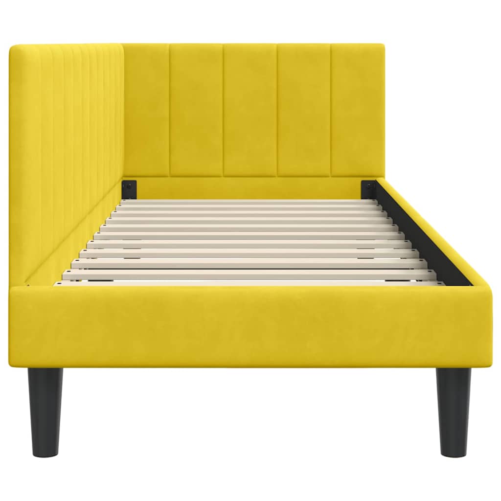 Hoekbedframe met hoofdeinde Geel 80 cm x 200 cm Fluweel is nu te koop bij PeponiXL, paradijselijk wonen!