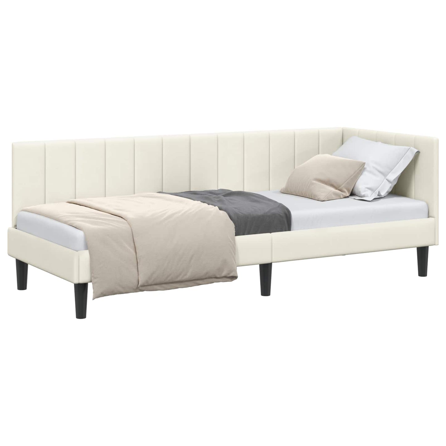 Hoekbedframe met hoofdeinde Crème 80 cm x 200 cm Fluweel is nu te koop bij PeponiXL, paradijselijk wonen!