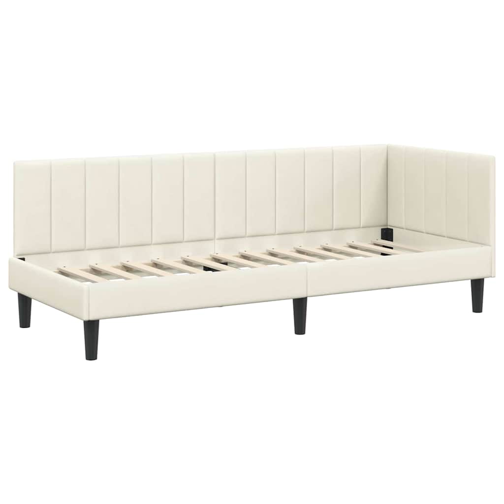 Hoekbedframe met hoofdeinde Crème 80 cm x 200 cm Fluweel is nu te koop bij PeponiXL, paradijselijk wonen!