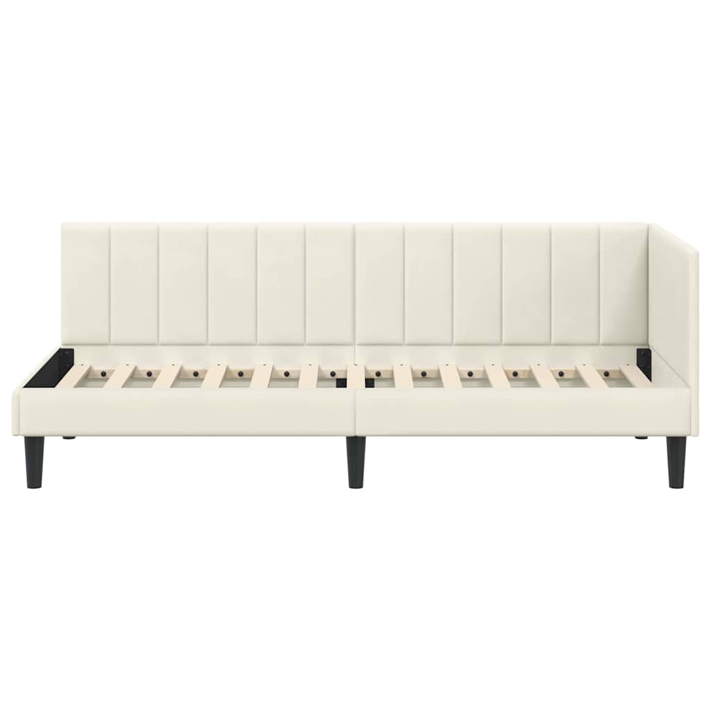 Hoekbedframe met hoofdeinde Crème 80 cm x 200 cm Fluweel is nu te koop bij PeponiXL, paradijselijk wonen!