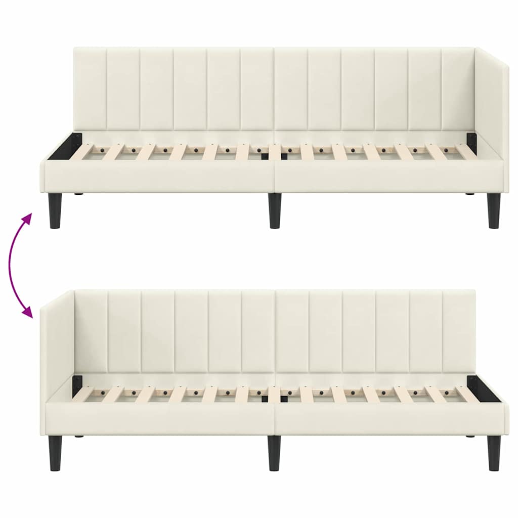 Hoekbedframe met hoofdeinde Crème 80 cm x 200 cm Fluweel is nu te koop bij PeponiXL, paradijselijk wonen!