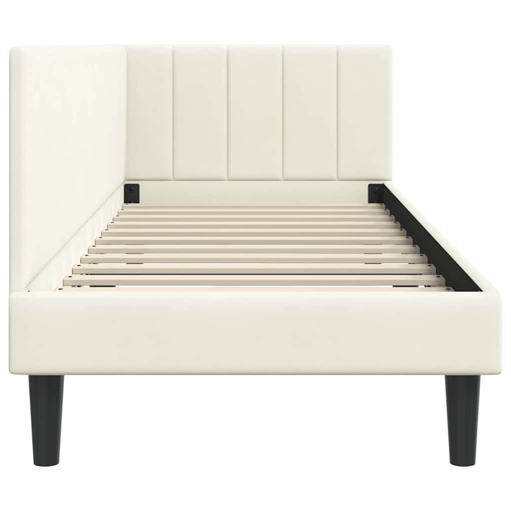 Hoekbedframe met hoofdeinde Crème 80 cm x 200 cm Fluweel is nu te koop bij PeponiXL, paradijselijk wonen!