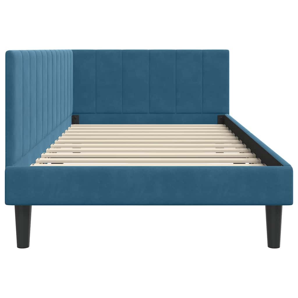 Hoekbedframe met hoofdeinde Blauw 90 cm x 190 cm Fluweel is nu te koop bij PeponiXL, paradijselijk wonen!