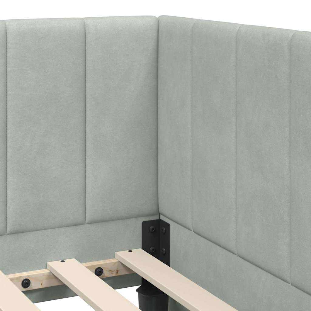 Hoekbedframe met hoofdeinde Lichtgrijs 90 cm x 190 cm Fluweel is nu te koop bij PeponiXL, paradijselijk wonen!