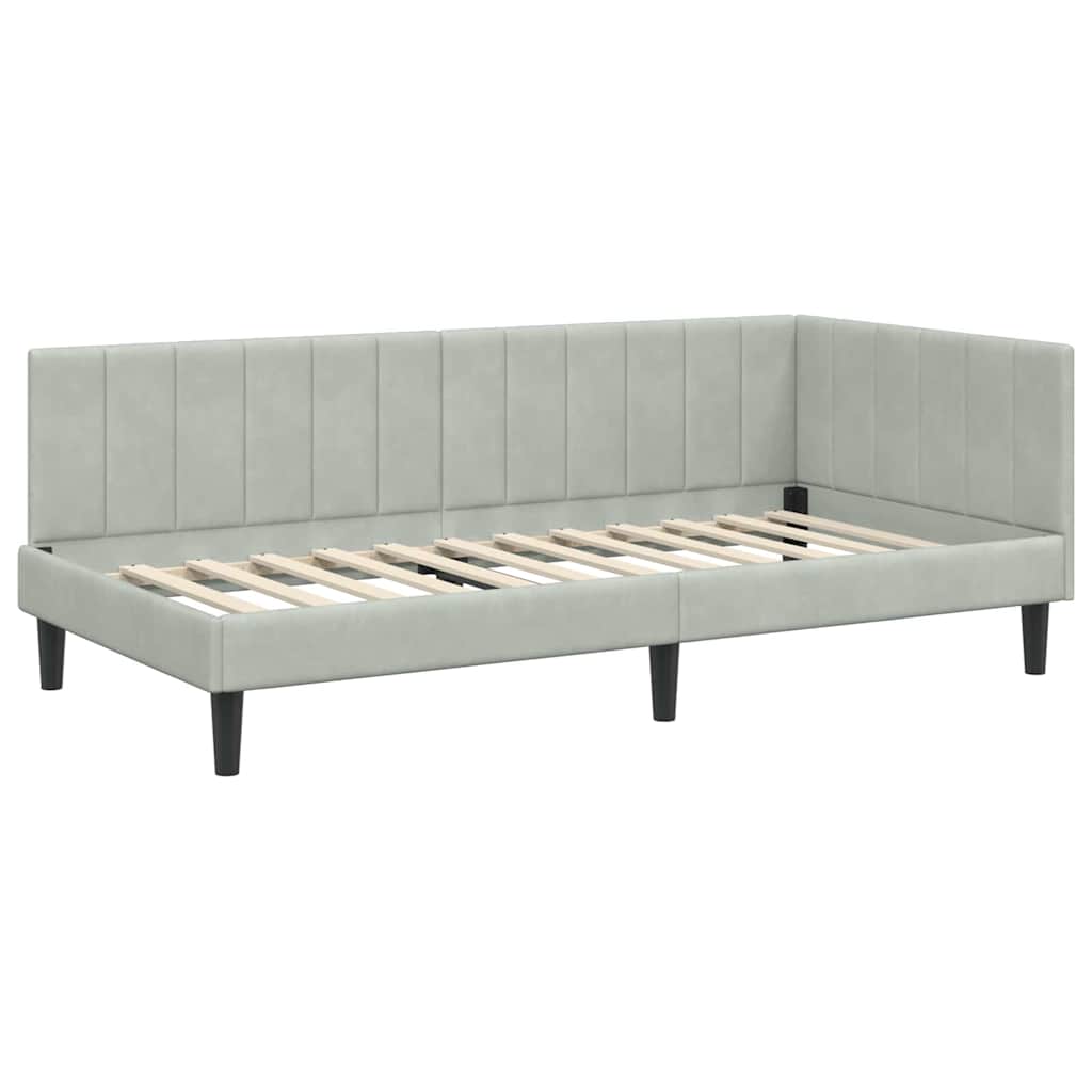 Hoekbedframe met hoofdeinde Lichtgrijs 90 cm x 190 cm Fluweel is nu te koop bij PeponiXL, paradijselijk wonen!