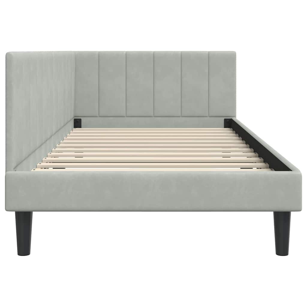 Hoekbedframe met hoofdeinde Lichtgrijs 90 cm x 190 cm Fluweel is nu te koop bij PeponiXL, paradijselijk wonen!