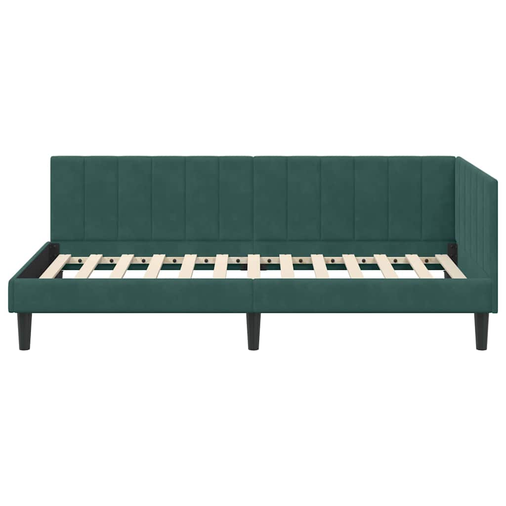 Hoekbedframe met hoofdeinde Donkergroen 90 cm x 190 cm Fluweel is nu te koop bij PeponiXL, paradijselijk wonen!