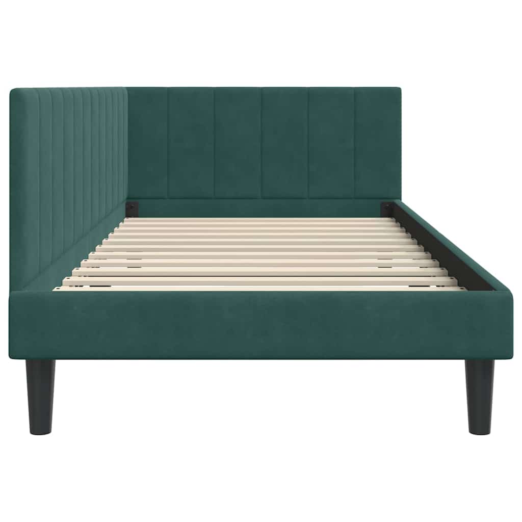 Hoekbedframe met hoofdeinde Donkergroen 90 cm x 190 cm Fluweel is nu te koop bij PeponiXL, paradijselijk wonen!