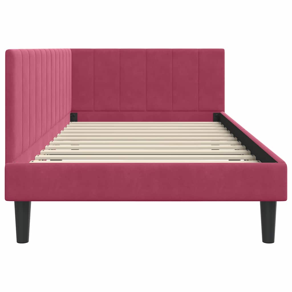 Hoekbedframe met hoofdeinde Wijnrood 90 cm x 190 cm Fluweel is nu te koop bij PeponiXL, paradijselijk wonen!