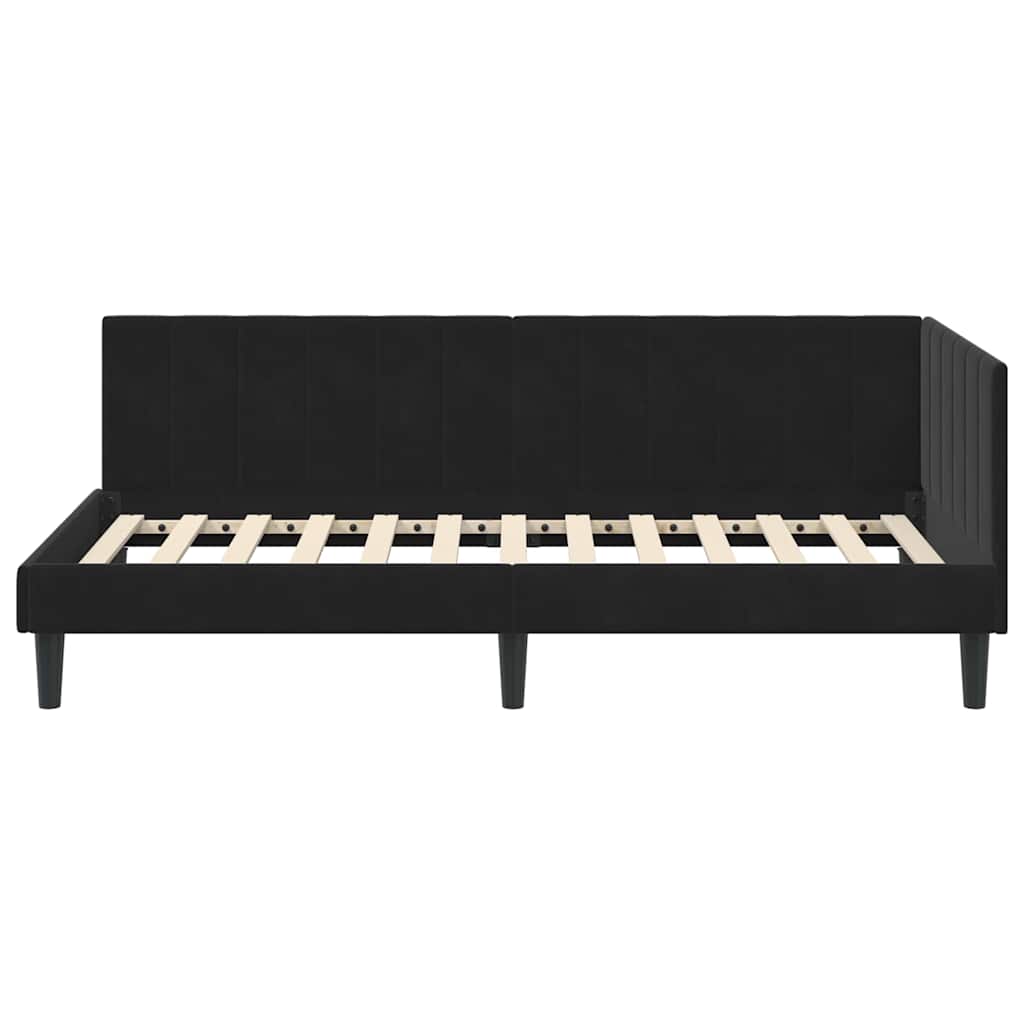 Hoekbedframe met hoofdeinde Zwart 90 cm x 190 cm Fluweel is nu te koop bij PeponiXL, paradijselijk wonen!