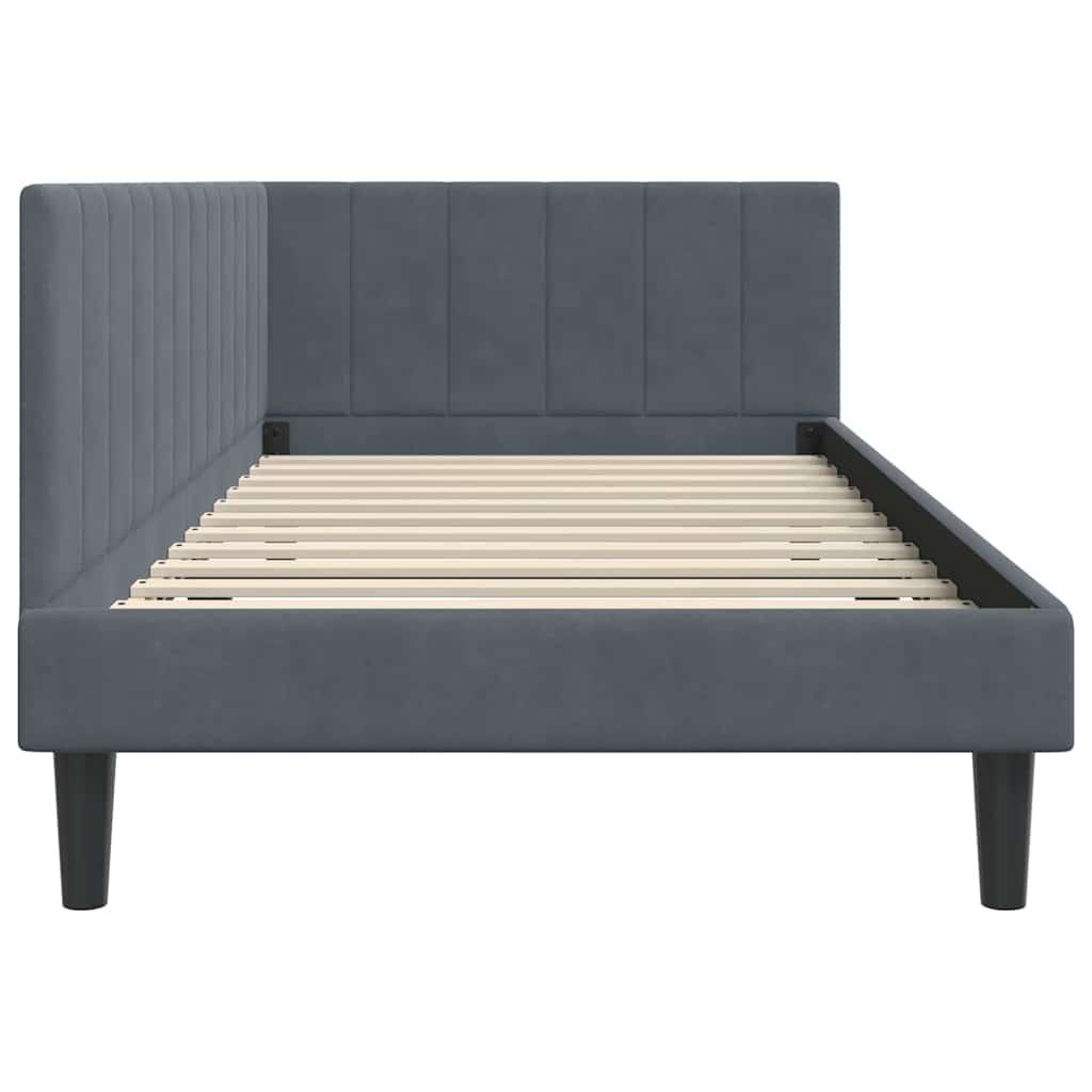 Hoekbedframe met hoofdeinde Donkergrijs 90 cm x 200 cm Fluweel is nu te koop bij PeponiXL, paradijselijk wonen!