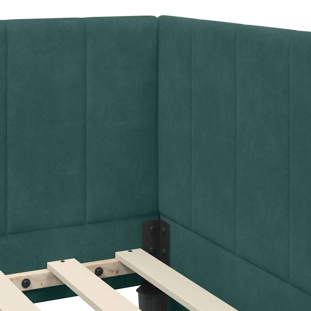 Hoekbedframe met hoofdeinde Donkergroen 90 cm x 200 cm Fluweel is nu te koop bij PeponiXL, paradijselijk wonen!
