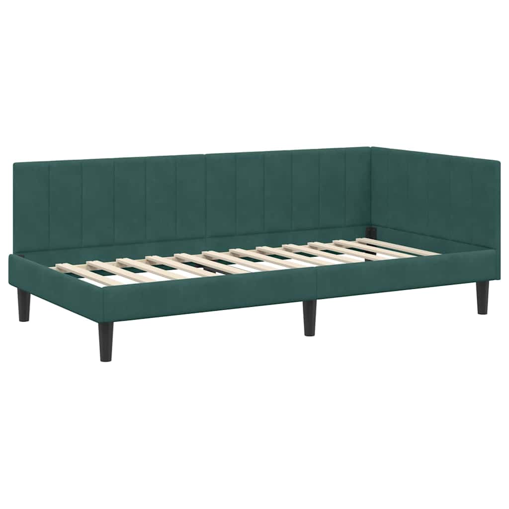Hoekbedframe met hoofdeinde Donkergroen 90 cm x 200 cm Fluweel is nu te koop bij PeponiXL, paradijselijk wonen!
