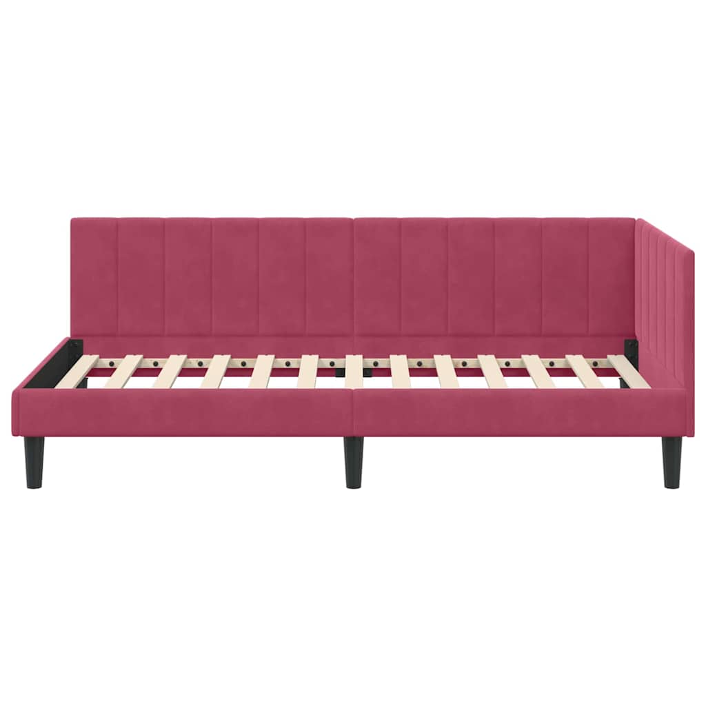 Hoekbedframe met hoofdeinde Wijnrood 90 cm x 200 cm Fluweel is nu te koop bij PeponiXL, paradijselijk wonen!