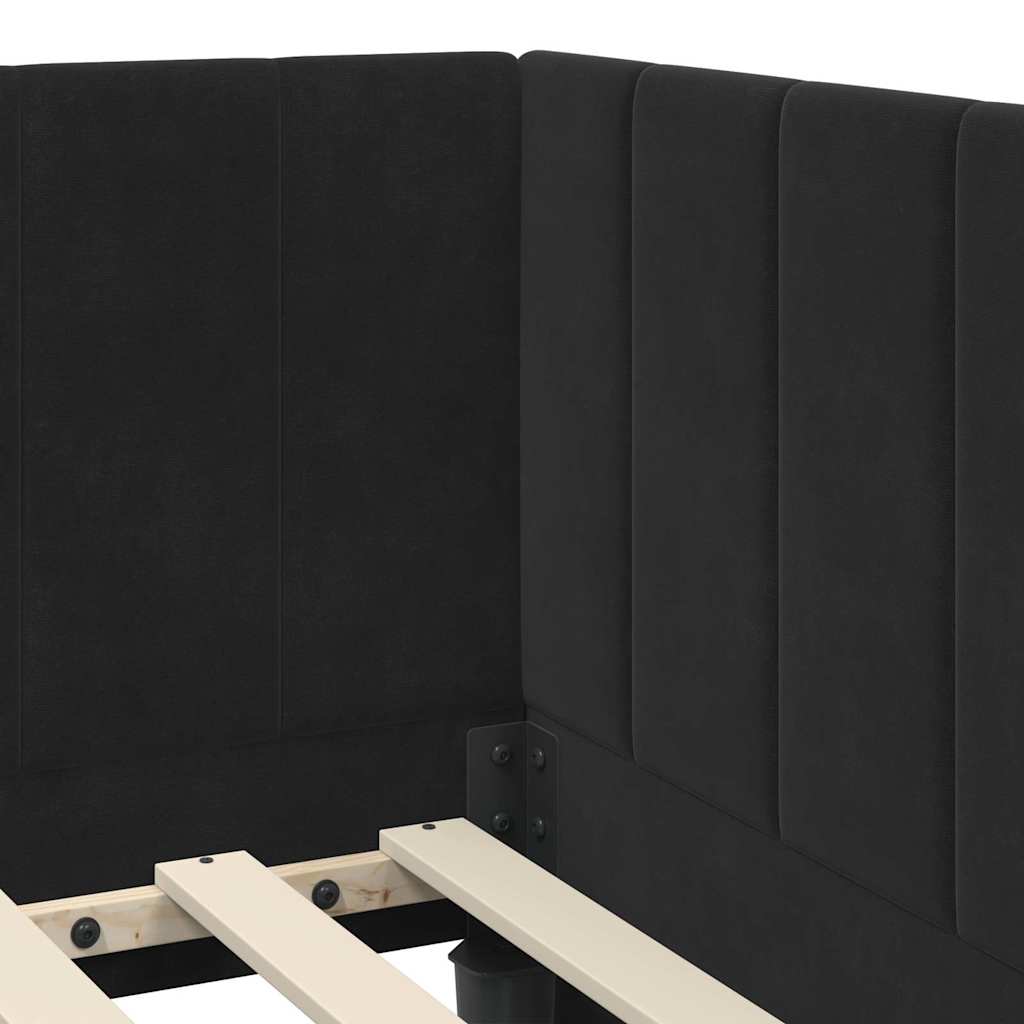 Hoekbedframe met hoofdeinde Zwart 90 cm x 200 cm Fluweel is nu te koop bij PeponiXL, paradijselijk wonen!