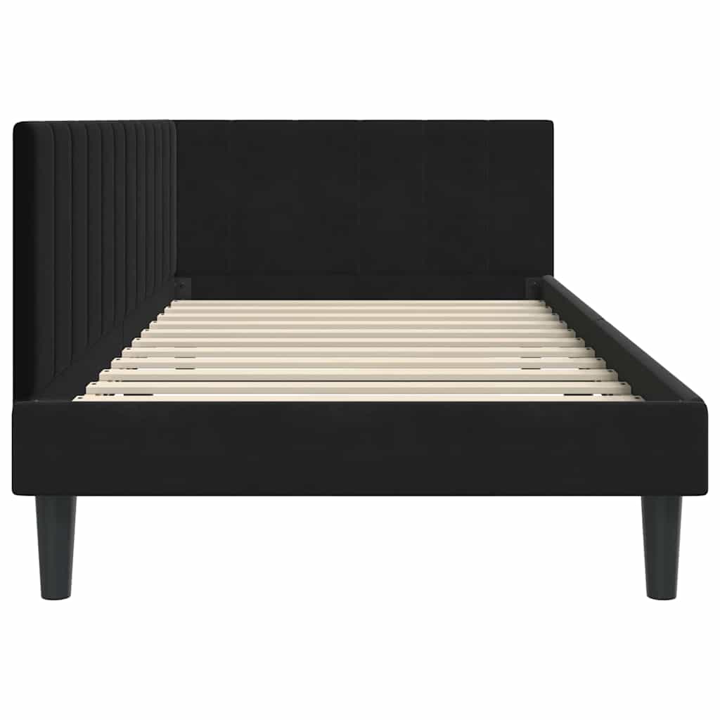 Hoekbedframe met hoofdeinde Zwart 90 cm x 200 cm Fluweel is nu te koop bij PeponiXL, paradijselijk wonen!