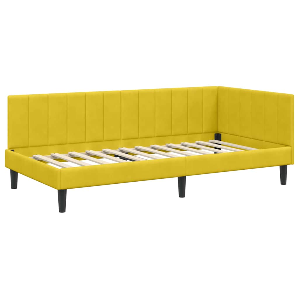 Hoekbedframe met hoofdeinde Geel 90 cm x 200 cm Fluweel is nu te koop bij PeponiXL, paradijselijk wonen!